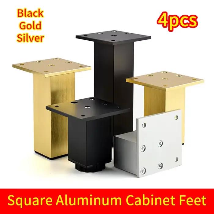 Pieds de meubles noirs pieds d'armoire carrés réglables pieds de Support en aluminium coussin canapé