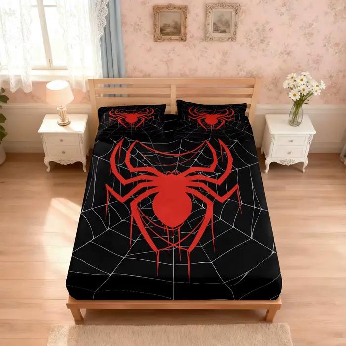 Ensemble de draps de lit sans noyau imprimés d'araignées colorées, 3 pièces, couvre-lit doux multi-s