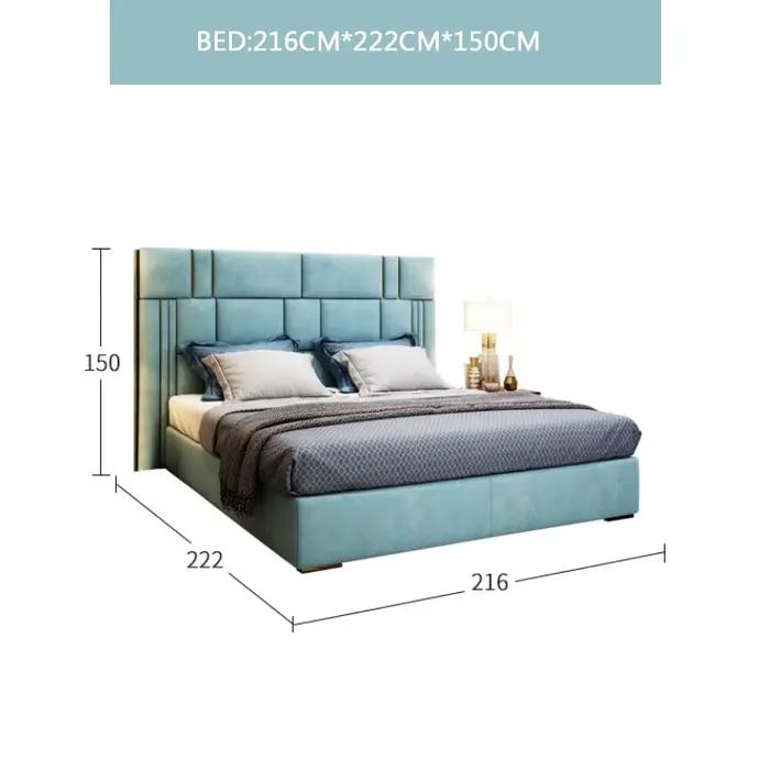 Lit Double Moderne en Cuir Cirhide, Première Couche, Respirant, Napa, en Acier Inoxydable Plaqué 1.8