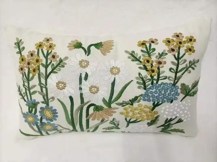 Housse de coussin florale brodée, oreillers décoratifs pastoraux européens, pour canapé-lit, voiture