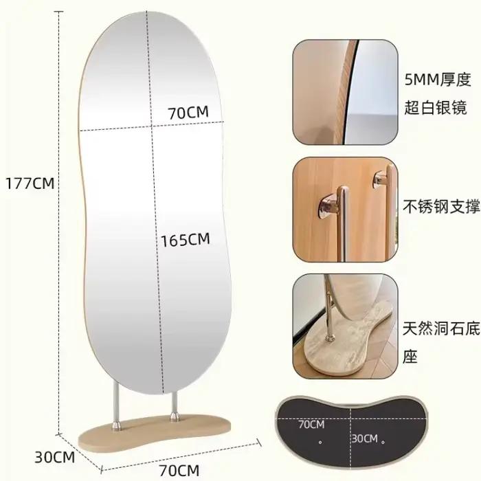 Miroir sur pied de luxe nordique pour toute la silhouette, grand format, design Alien, pour la décor