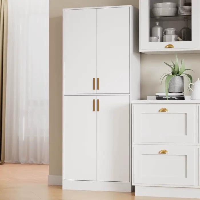 Garde-manger de cuisine de 71 po de haut, armoire autoportante avec étagères et portes réglables pou