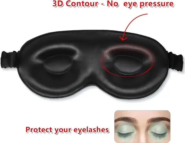 Masque de sommeil en soie de mûrier Pure 100%, couvre-yeux profilés 3D sans pression, bandeau doux p