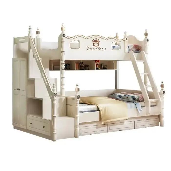Lit mère et enfant coulissant créatif en bois massif pour enfant simple de haute qualité et à faible