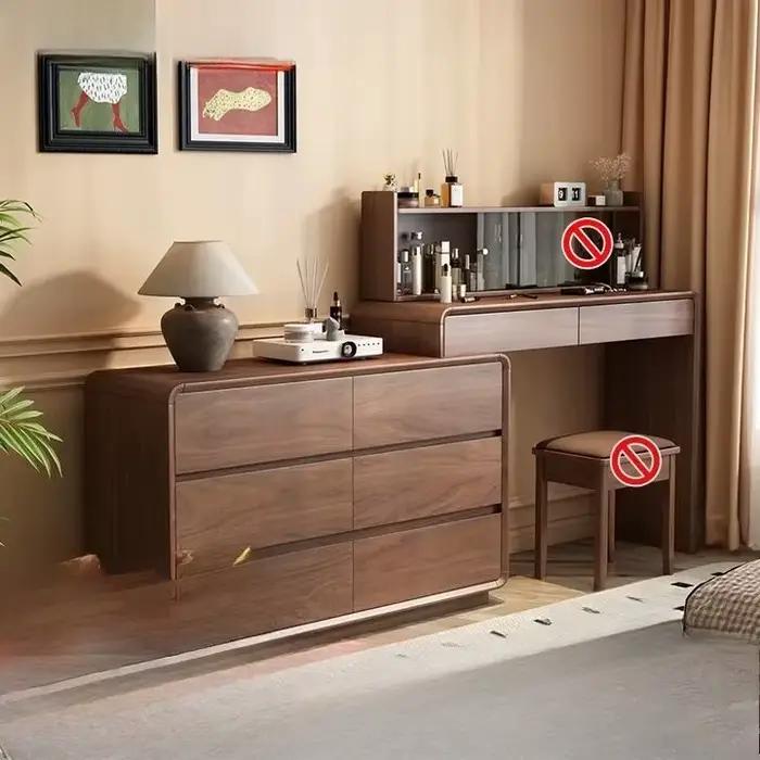 Table de toilette rétractable intégrée, style vintage, en bois massif rétractable, avec tiroirs, ada