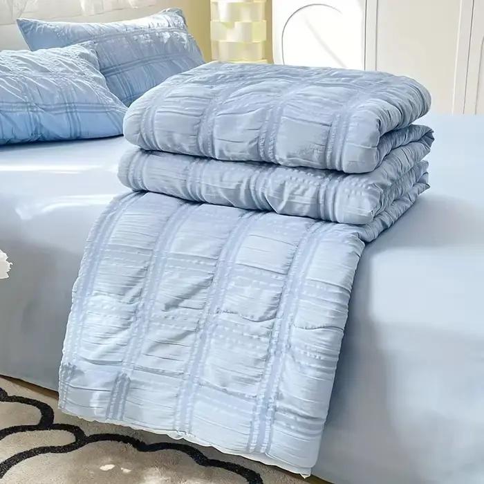 Parure de lit en seersucker doux et respirant, tendance, pour toute l'année, idéale pour la chambre 