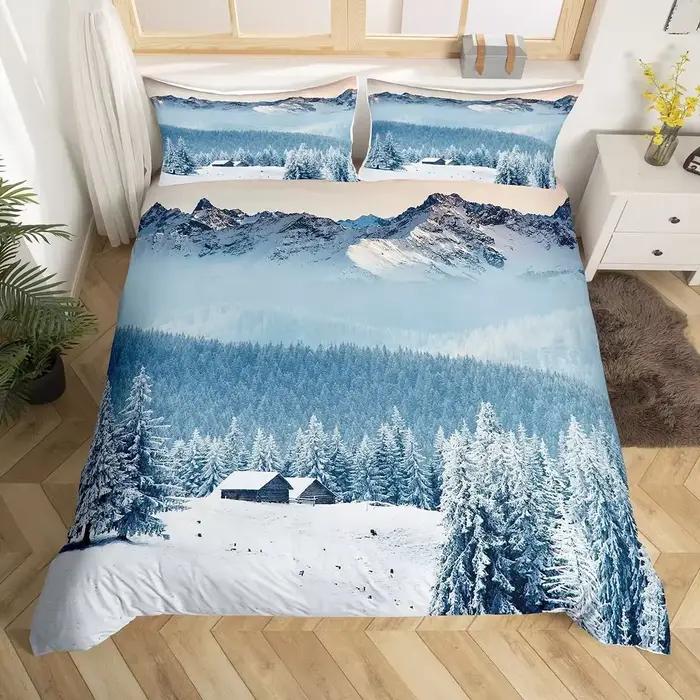 Snow Mountain housse de couette ensemble Iceberg lever du soleil coucher de soleil ensemble de liter