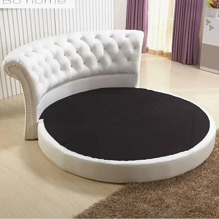 Lit de rangement double rond nordique moderne pour chambre à coucher, mobilier d'hôtel, articles en 