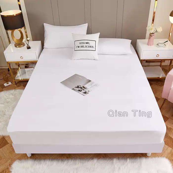 1 pièce de drap de lit de couleur unie pour chambre à coucher, bande élastique 100% Polyester autour