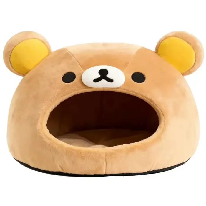 Lit pour animaux de compagnie Kawaii Rilakkuma Bear, nid douillet en peluche pour chats et chiots, c