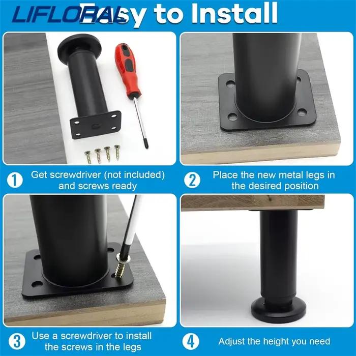 Poutre de lit télescopique réglable, pied de support renforcé, jambe de meubles, pied de canapé, rem