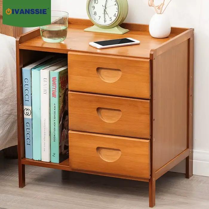 Table de chevet en bambou, armoire de rangement respectueuse de l'environnement, Table de chevet de 