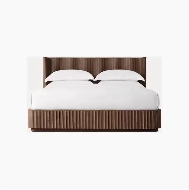 Lit de chambre à coucher en bois massif de chêne, style américain moderne classique, avec pied de li
