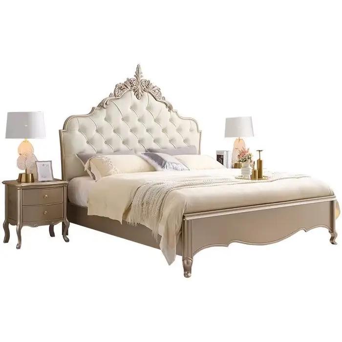 Lit double multifonctionnel de luxe moderne Letto Matrimoniale, cadre de lit européen simple et sûr,