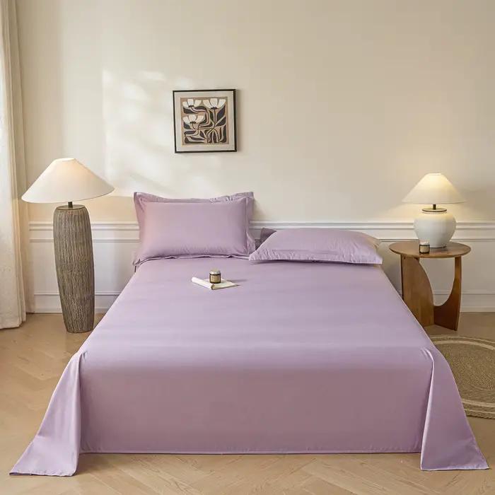 Drap plat pour lit Queen Size, draps superposés gaufrés doux de couleur unie, linge de lit double sa