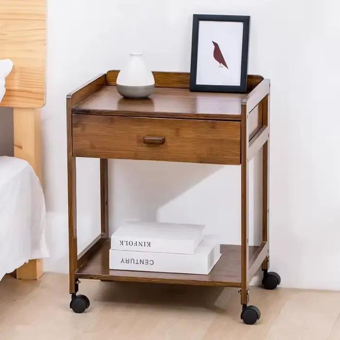 Table de chevet moderne en bambou, armoire latérale minimaliste pour petits espaces, organisateur de