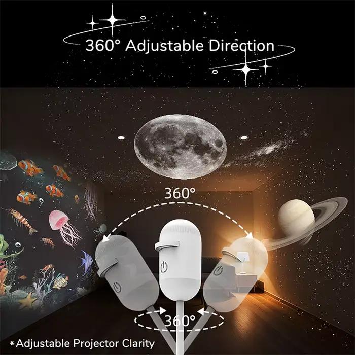 Mini projecteur d'étoiles USB 2 en 1, 12 films, lumière ambiante ciel étoilé, pour la décoration de 