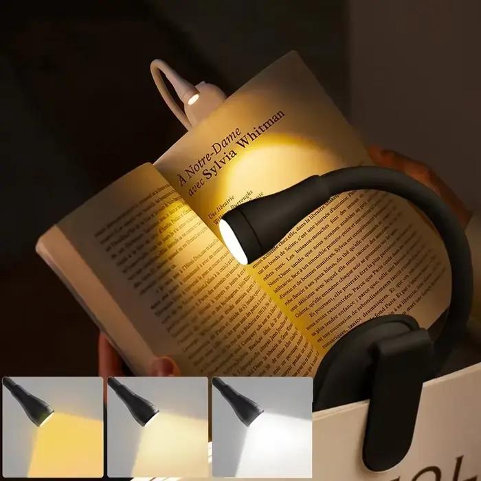 Lampe de lecture LED à clipser, Rechargeable par USB, Mini lampe de bureau Portable pour soins ocula