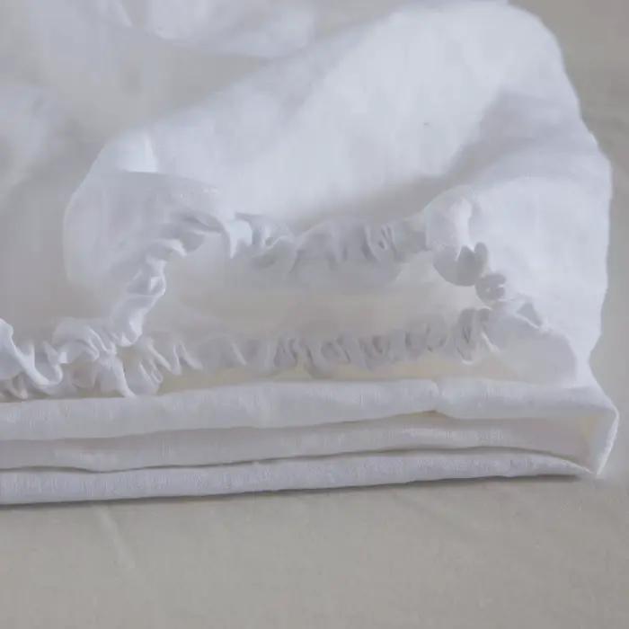 Drap-housse en lin pur 35cm, couverture de matelas de lit à poches profondes, couleur unie, drap fix