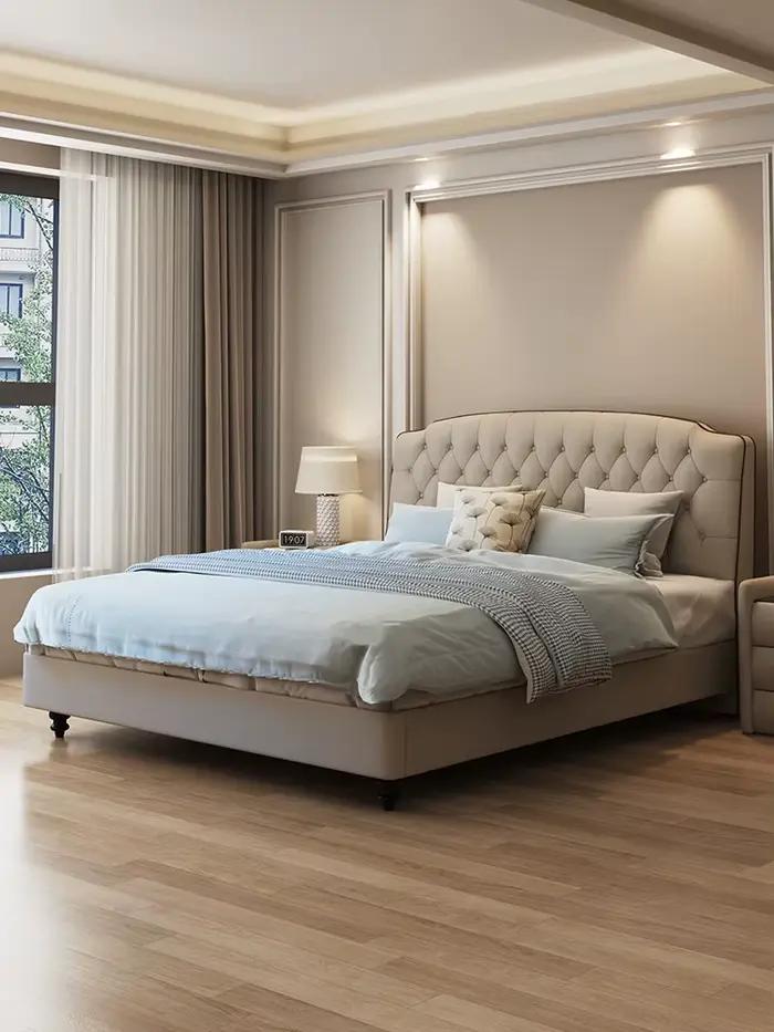 Meubles de maison pour couples : Lit solide de taille Queen, très résistant, avec attaches de retenu