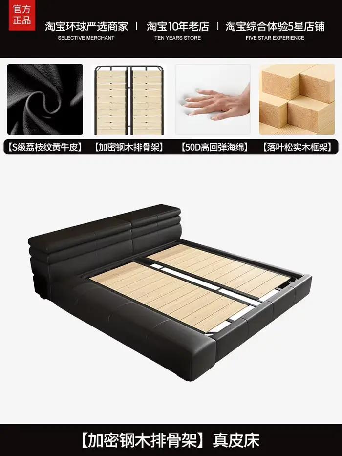 Lit fantaisie de luxe noir, Vintage, esthétique, Double sol, plateforme, Queen Size, Letto Matrimoni