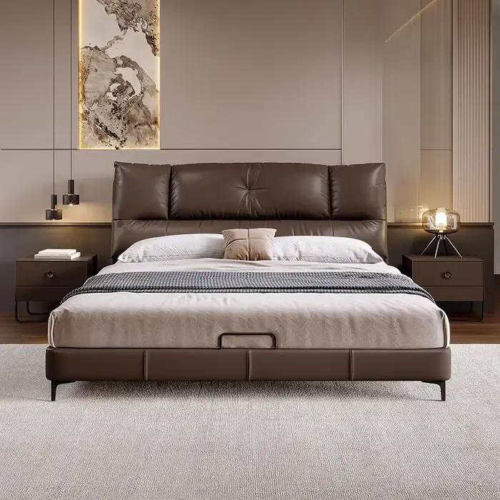 Meubles de chambre à coucher King/Queen Size, lit moderne Simple en cuir souple, lit de mariage lége