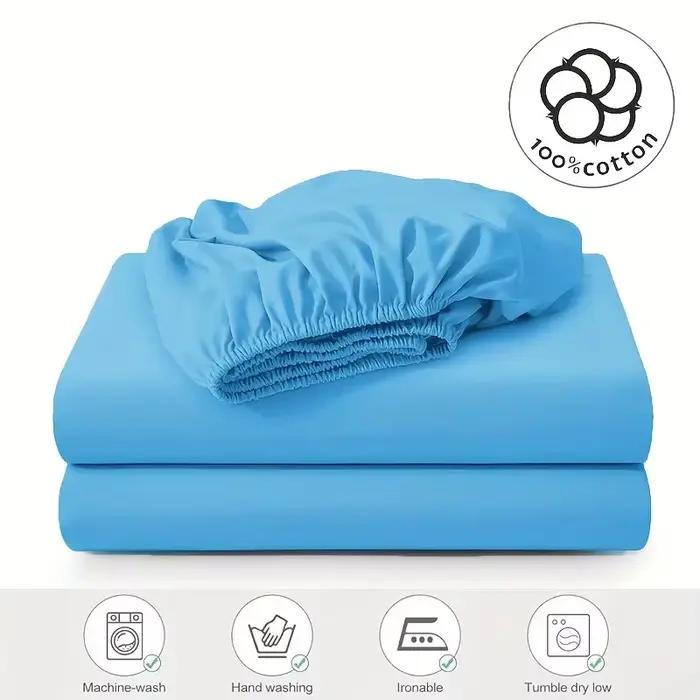 Drap-housse en coton de couleur unie avec bande élastique, housse de matelas King Size 140x190 200x2