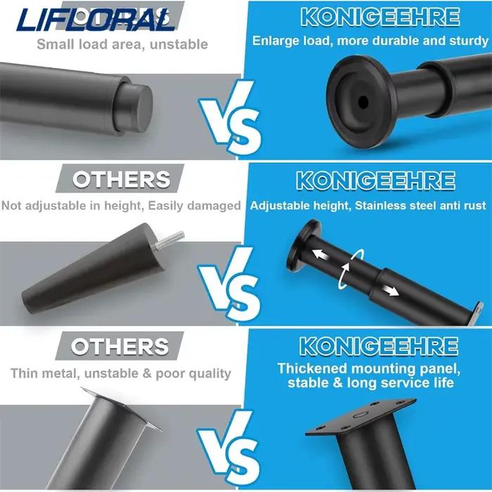 Poutre de lit télescopique réglable, pied de support renforcé, jambe de meubles, pied de canapé, rem
