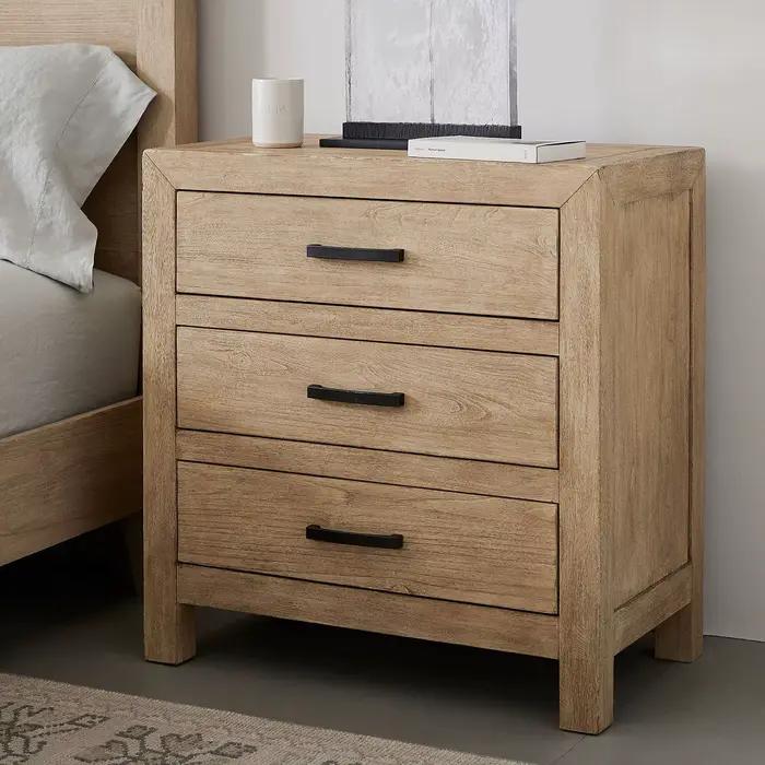 Table de chevet moderne en bois massif, lit personnalisé à 3 tiroirs, tables de chevet en bois pour 