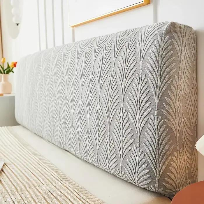 Housse de tête de lit en Jacquard, couleur unie, élastique, feuilles imprimées, tout compris, pour d