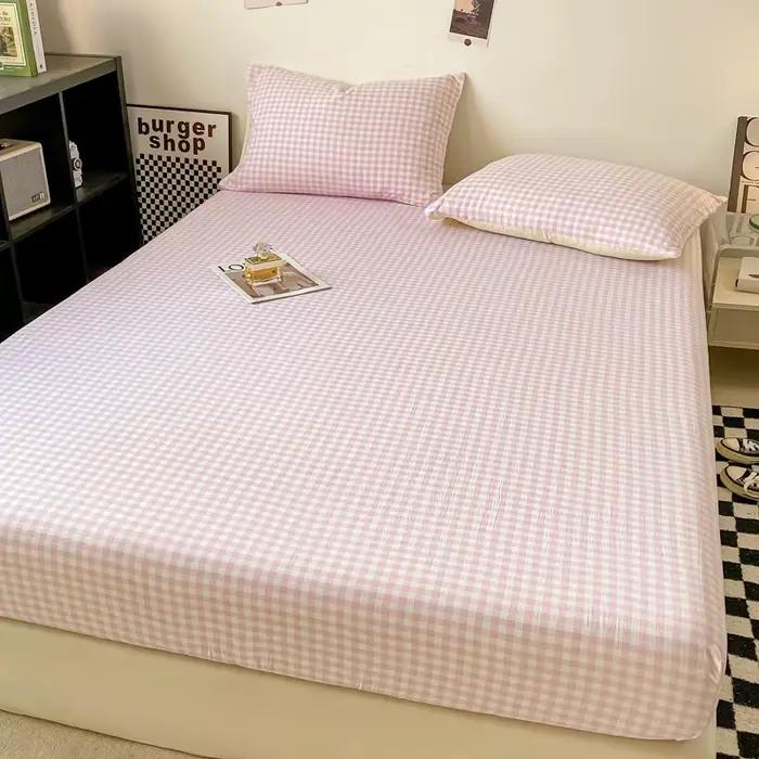 Drap-housse de Style à carreaux, couvre-lit élastique doux pour la peau, pour filles et garçons, cou