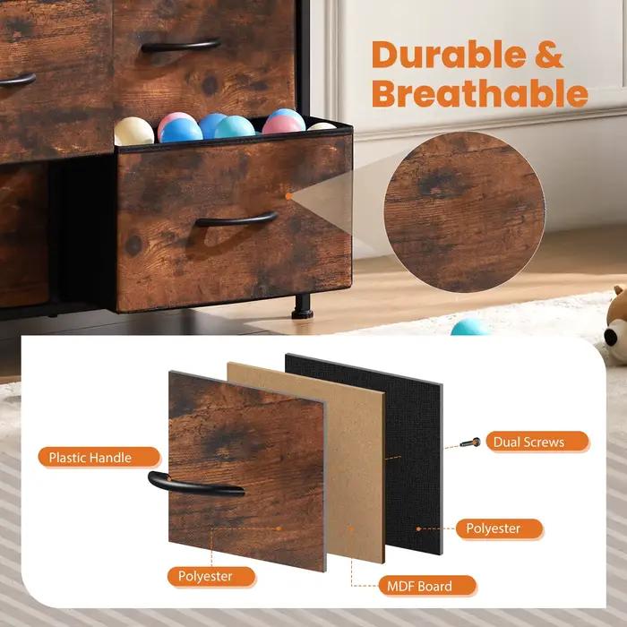 JHK commode pour chambre à coucher avec 9 tiroirs de rangement en tissu armoire grande poitrine orga