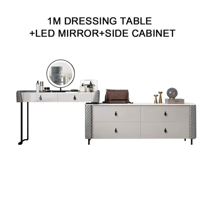 Armoire de rangement en ardoise pour chambre à coucher, miroir LED intégré, table de maquillage mini