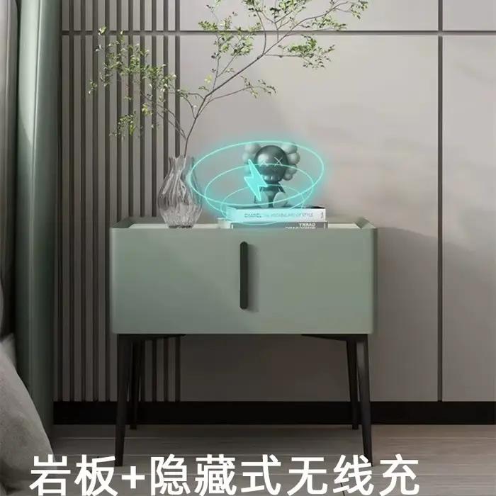 Table de chevet moderne simple en bois, style luxe léger, avec station de charge multifonction, meub