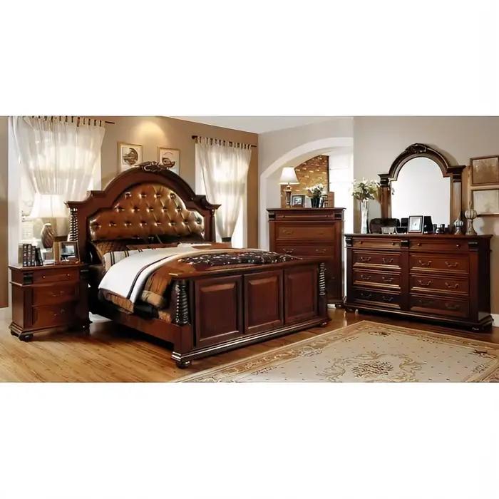 Lit en bois classique élégant avec décor élégant, caractéristique capitonnée pour la maison, l'hôtel