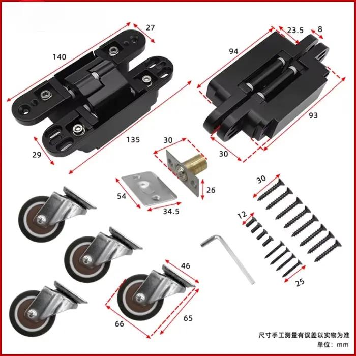 Charnière de meuble rotative Invisible, accessoire de quincaillerie pour porte coulissante, armoire 