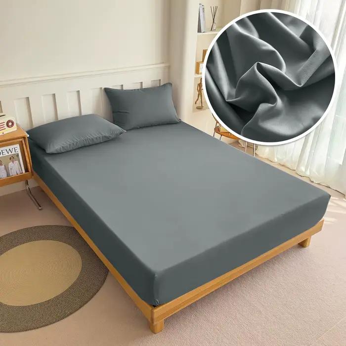 Drap-housse 90/120/150/180x200 avec bande élastique, couleur unie, protège-matelas pour lits simples