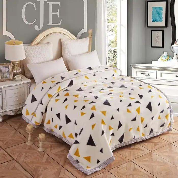 Couvertures Raschel optiques chaudes pour lits, couvre-lit King Size, jeté doux, double couche, hive