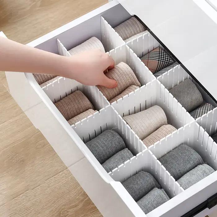 Séparateur de rangement de tiroir polyvalent, cloison d'armoire de rangement en plastique réglable, 