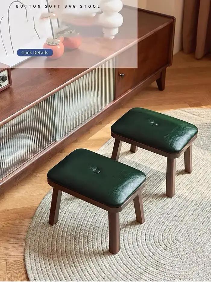 Meubles de salon, tabouret à coussin de siège souple, petit Tabouret en bois massif, banc de maison 