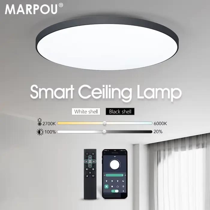 MARPOU plafonnier intelligent lampe à LED pour chambre plafonniers avec télécommande lumières LED à 