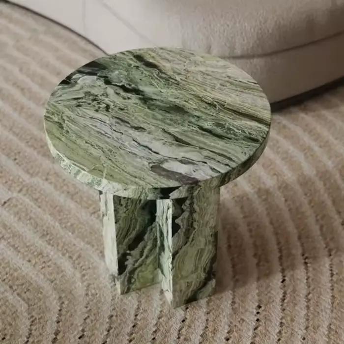 Table d'appoint étroite en pierre verte, Table d'appoint ronde, Table de chevet moderne, petite Tabl