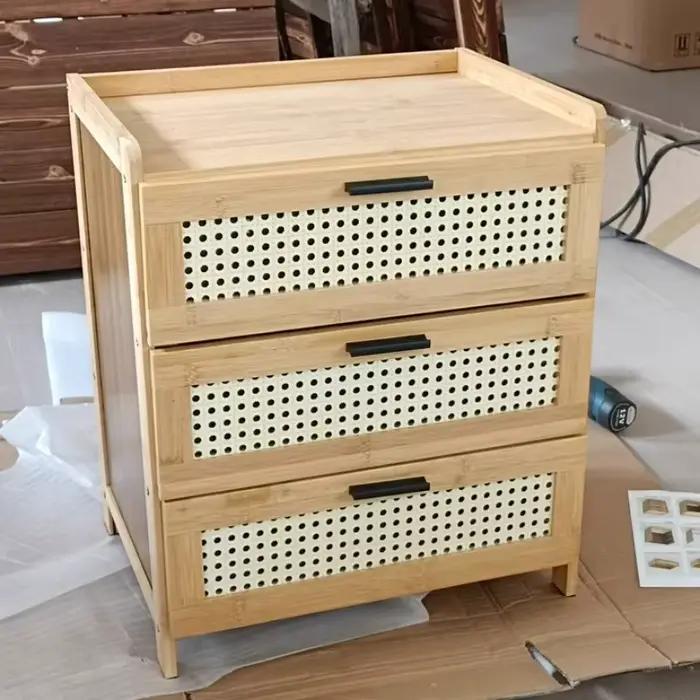 ‌ Table de chevet minimaliste moderne – Armoire de rangement de chevet en bois massif avec tiroir, d