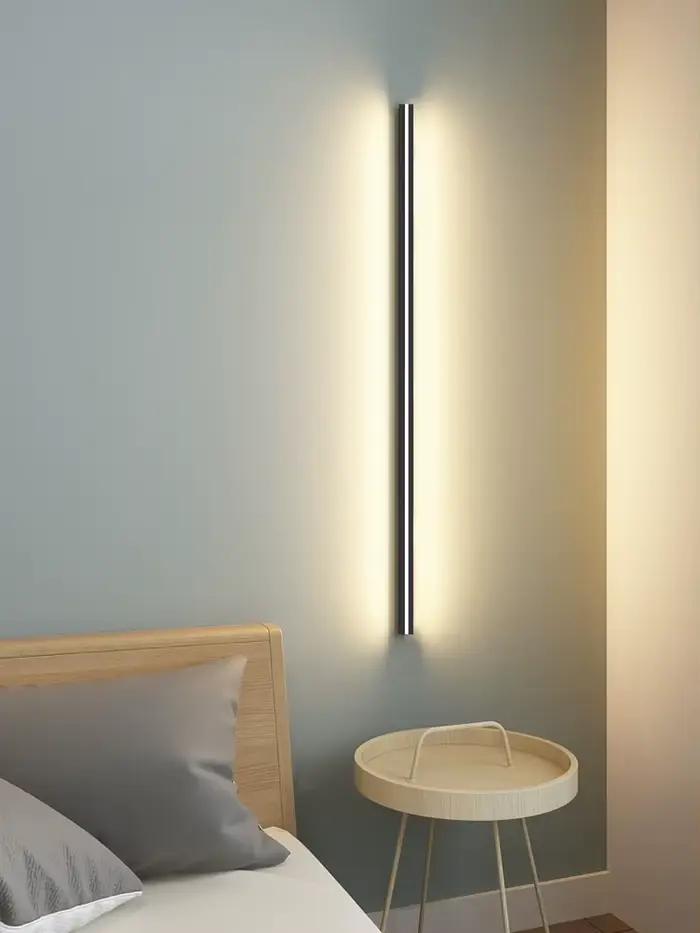 Applique chambre chevet lumières nordique luminaires décoratifs ligne minimaliste lumière longue ban