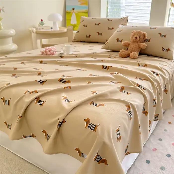 Drap de lit imprimé pour lits doubles, draps simples/Queen/King pour lits, draps plats en tissu véri