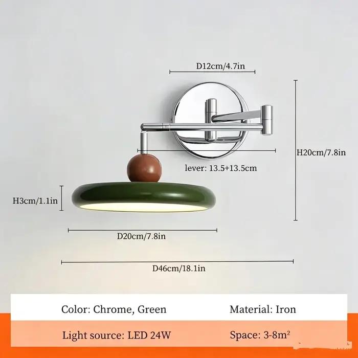 Lampe murale à bras articulé LED pour chambre à coucher, chevet, bureau, canapé, hôtel, style modern