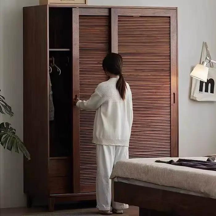 Tiroir marron armoires brillant pas cher européen gain de place armoires rangement chambre en bois A