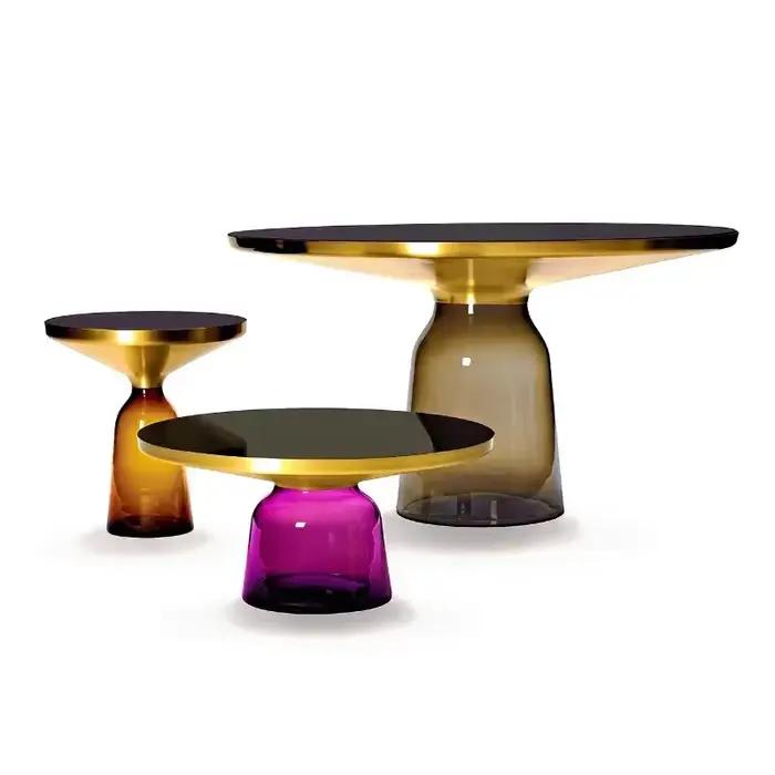 Table de chevet nordique de luxe abordable, table d'appoint de canapé, table basse, verre rond d'int