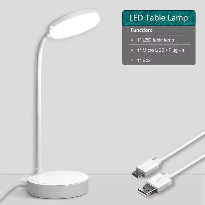 Lampe de table LED flexible à double tête, rechargeable, à intensité variable, protection des yeux, 
