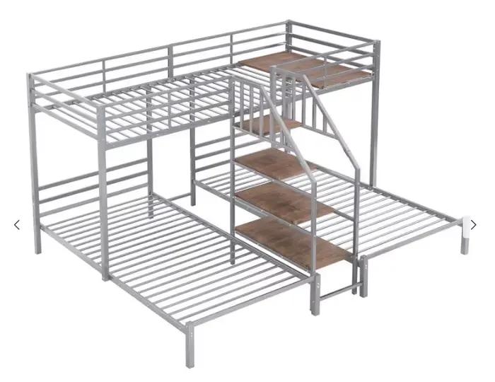 Cadre de lit en métal moderne, lit Double superposé en acier lourd pour appartements adultes, meuble